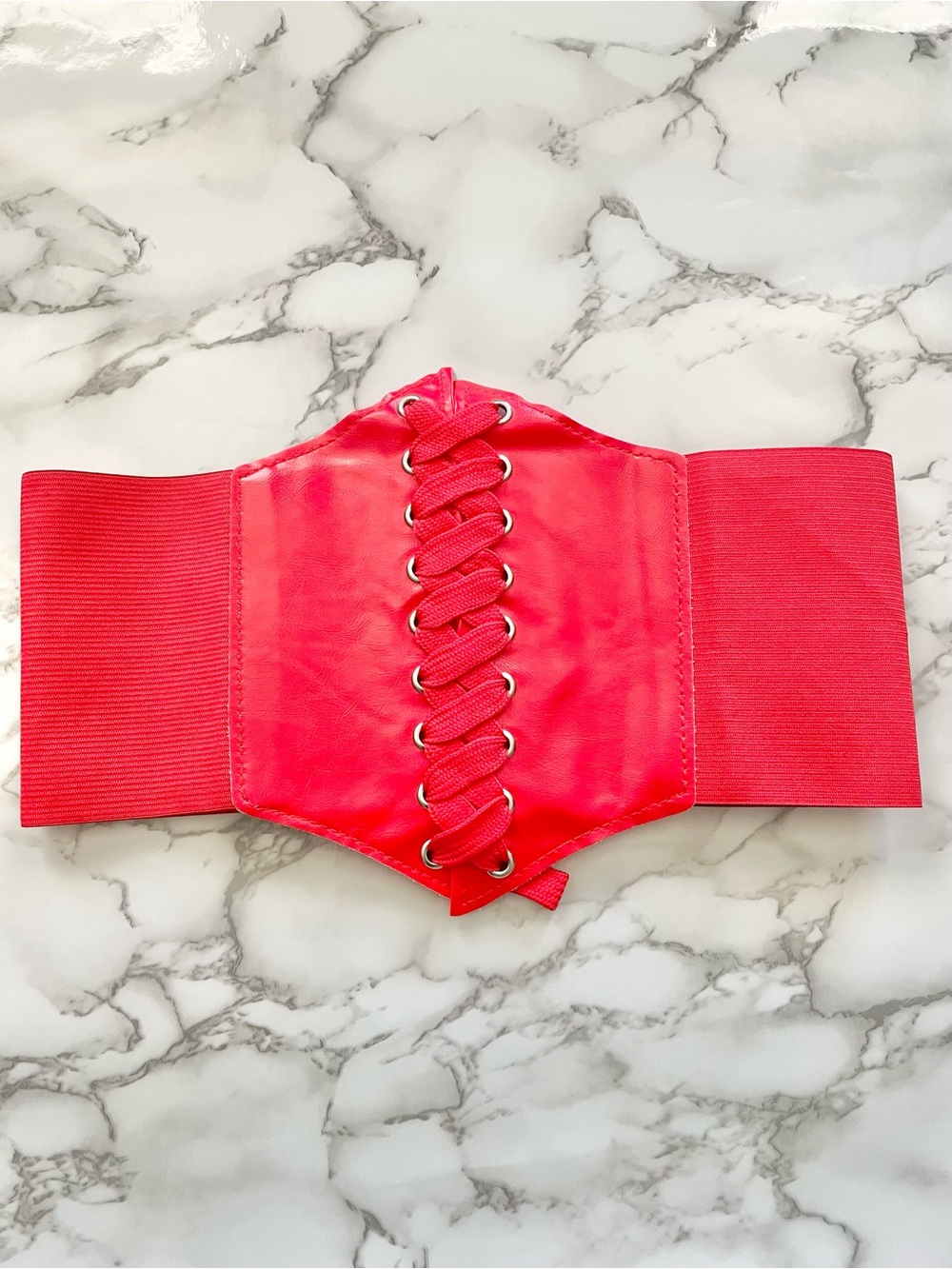 New red adjustable corset belt